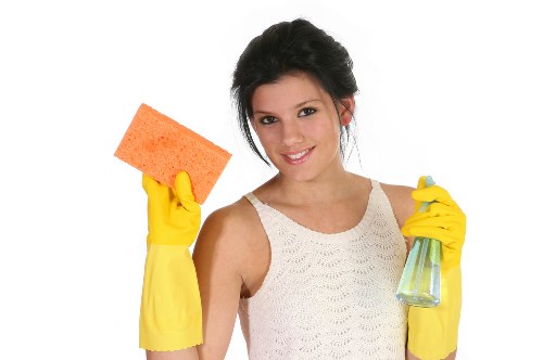 Team member following a professional carpet cleaning safety routine