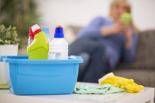 Waste handling and property protection during cleaning work